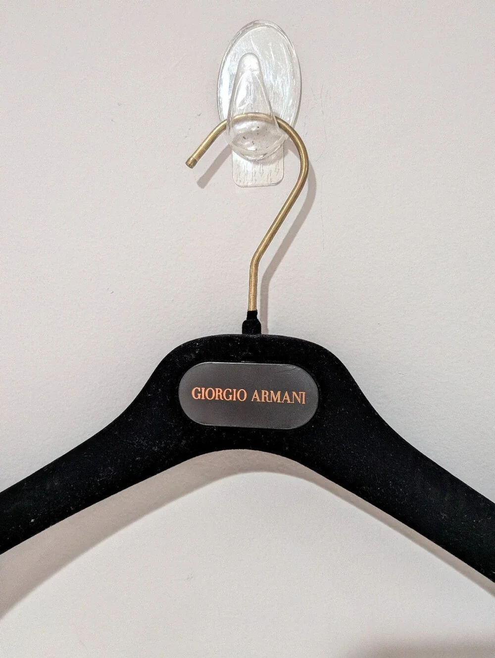 Giorgio Armani Black Velvet Hangers Set of 9 Gold Logo